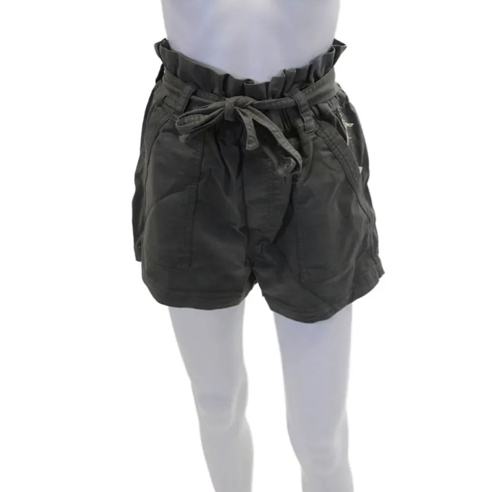 Splendid Womens Zipper Fly High Rise Drawstring Shorts Gray Cotton Size XS